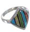 Sterling Silver Jewelry Multicolor Inlay Ring Size 8-1/2 UX34368